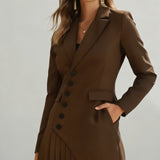 Klára™ - Blézer stílusú mini ruha pliszírozott szegéllyel