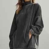 Orsolya™ - Oversized pulóver ruha rojtos szegéllyel