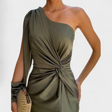 Orsolya™- Aszimmetrikus vállú drapírozott ruha