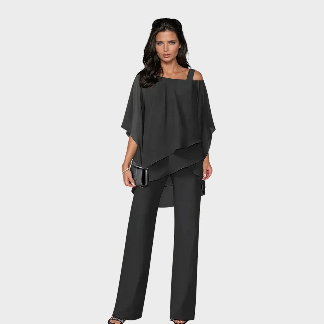 Borbála™ - Aszimmetrikus felső és nadrág szett