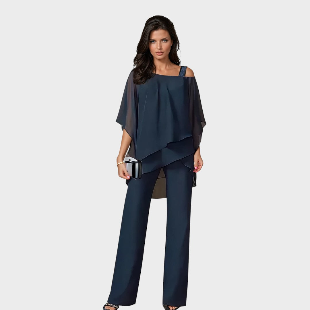 Borbála™ - Aszimmetrikus felső és nadrág szett