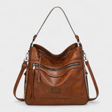 Barna™ - Többzsebes bőr hobo táska