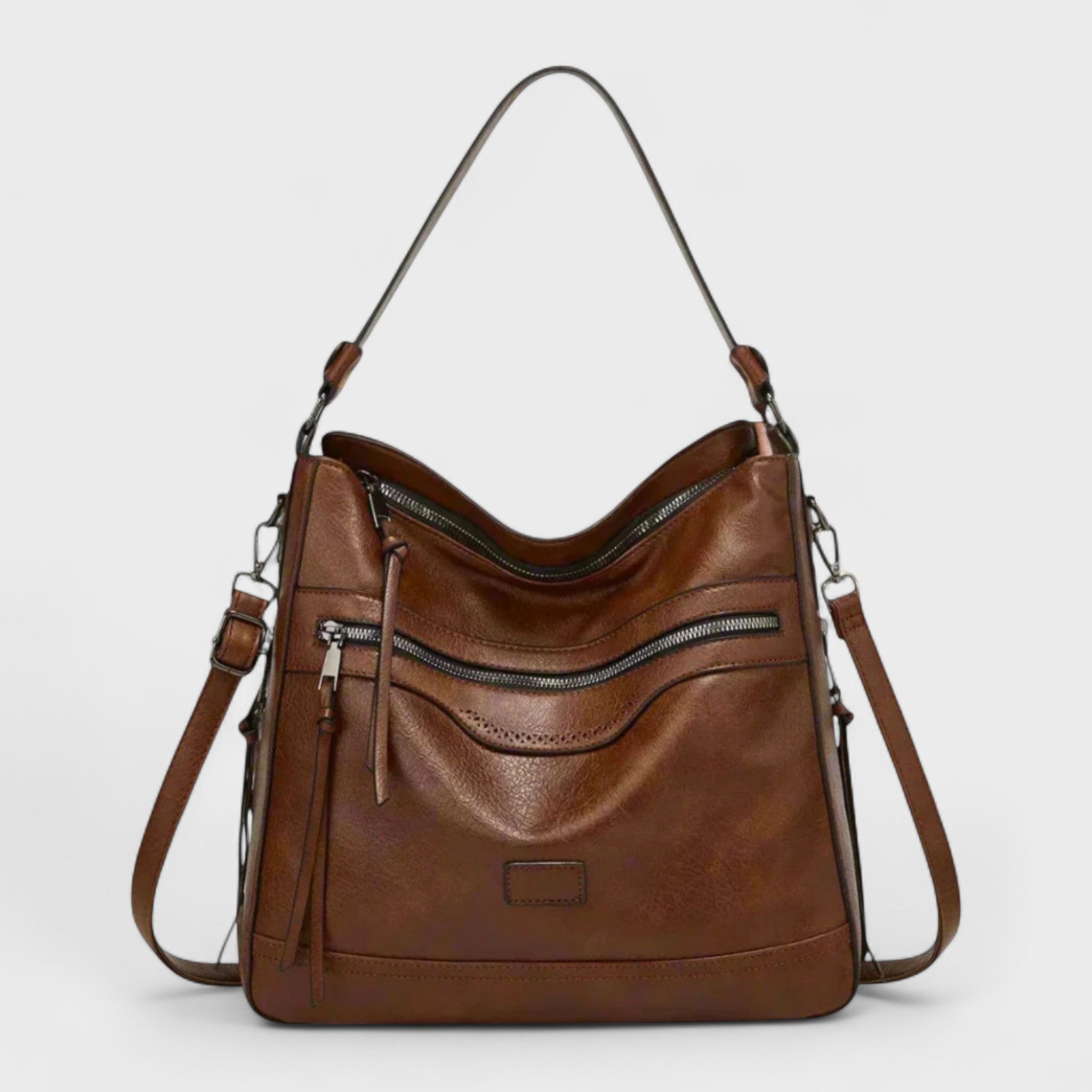 Barna™ - Többzsebes bőr hobo táska