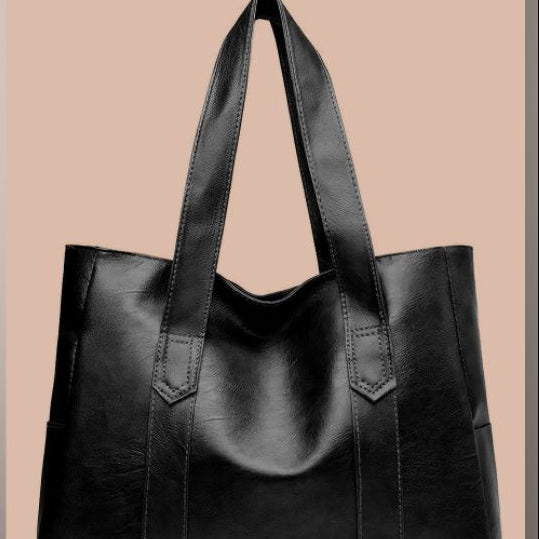 Ágnes™ - Nagy bőr táska oldalsó zsebbel