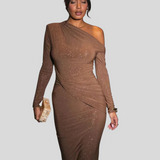 Kincsőke™ - Csillogó aszimmetrikus vállú ruha