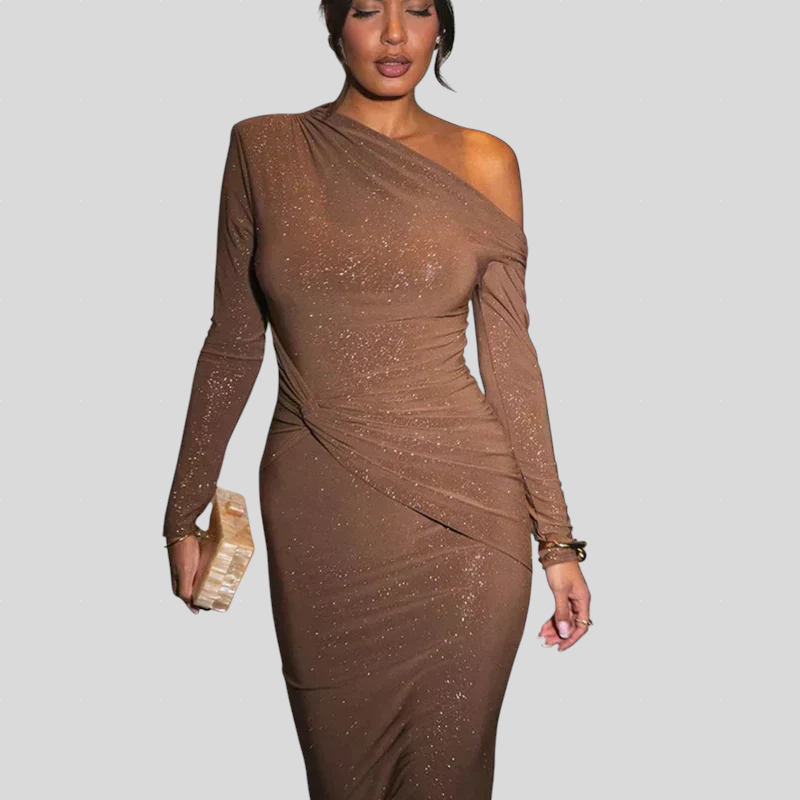 Kincsőke™ - Csillogó aszimmetrikus vállú ruha