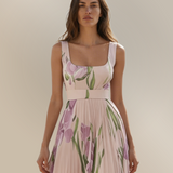 Risz™ - Virágmintás pliszírozott maxi ruha