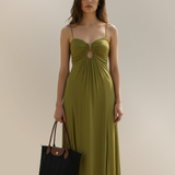 Zöld™ - Drapírozott maxi ruha cutout részlettel