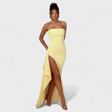 Boglárka™ – Bandeau maxi ruha magas hasítékkal